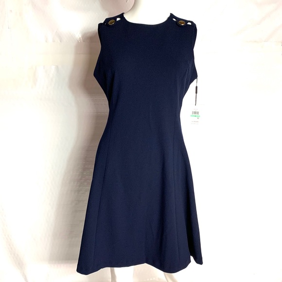 Calvin Klein Dresses & Skirts - NEW! Calvin Klein Navy Blue Gold Buttons Dress